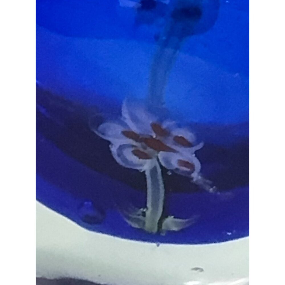 Vintage Cobalt Blue Millefiori Fower Perfume Bottle Art Glass with Stopper Empty - Picture 6 of 13